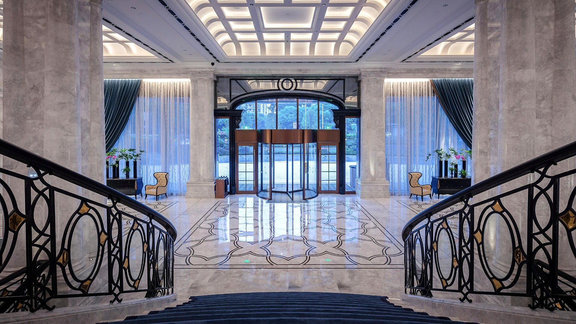 Luxury stone lobby interior